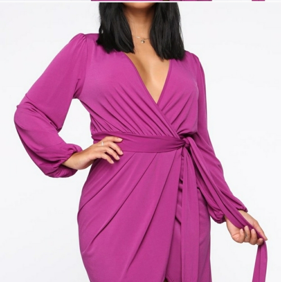 magenta wrap dress